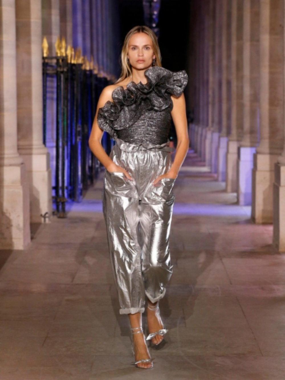 Isabel Marant Gilekla Silver Metallic Trousers Pants